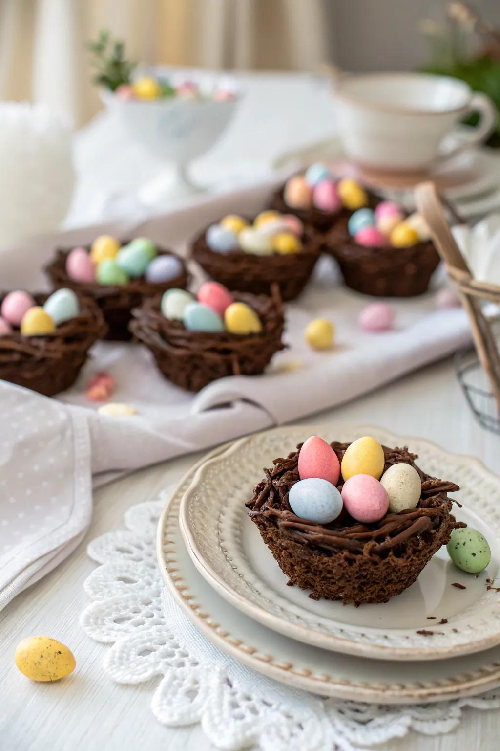 Delectable chocolate egg nests make for a fun and tasty treat.