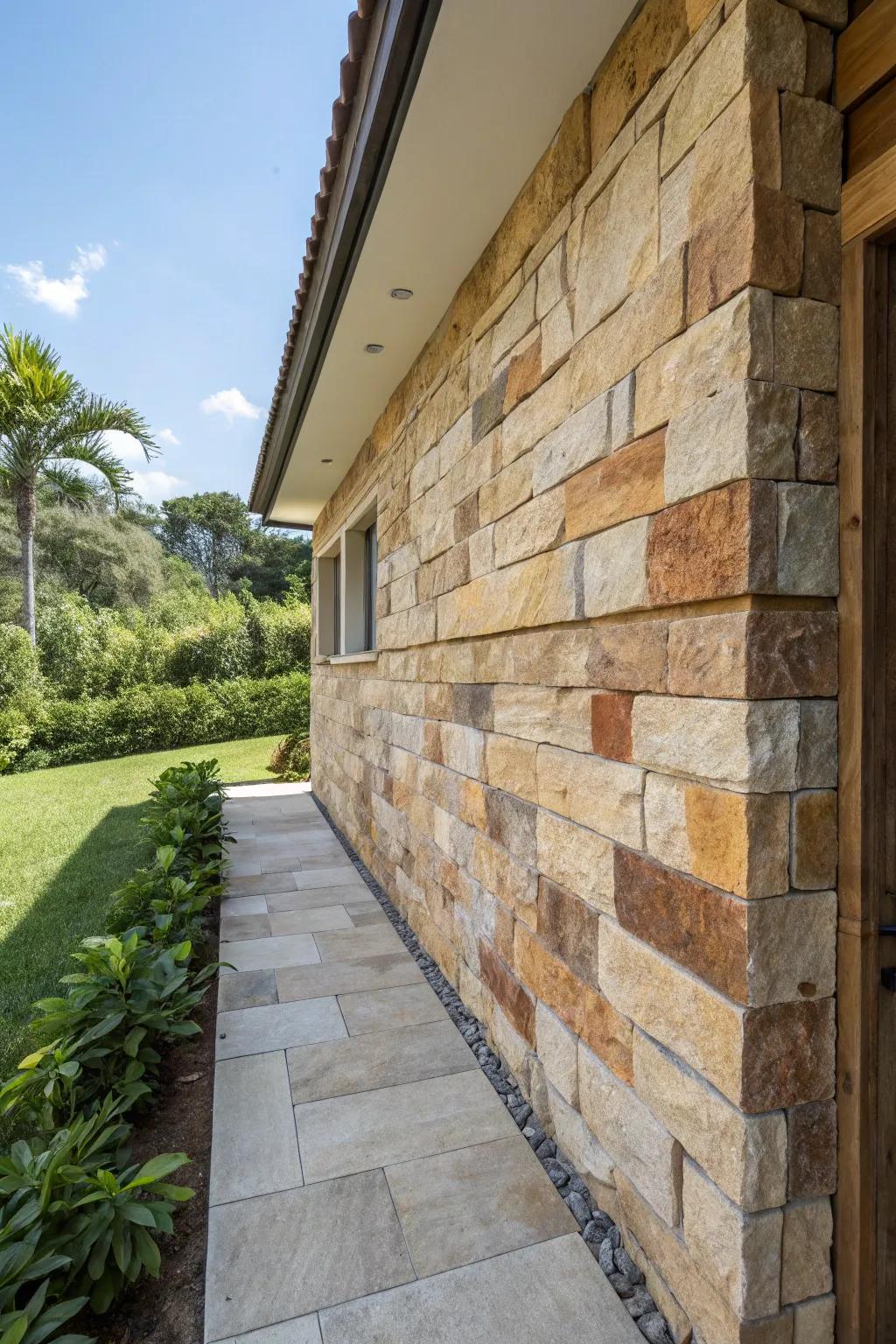 Natural stone-look tiles bring rustic charm to your home.