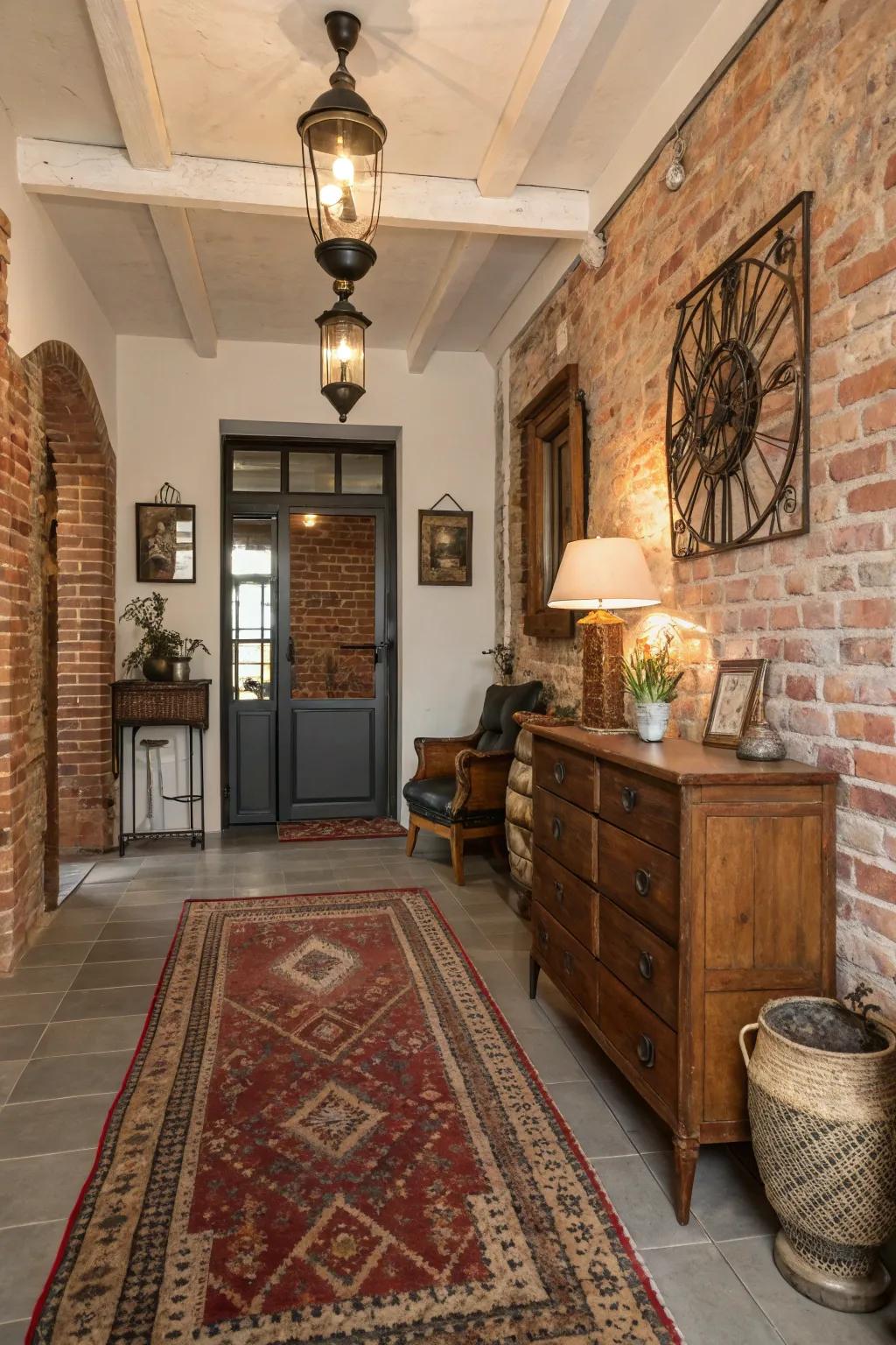 Exposed brick adds texture and warmth.