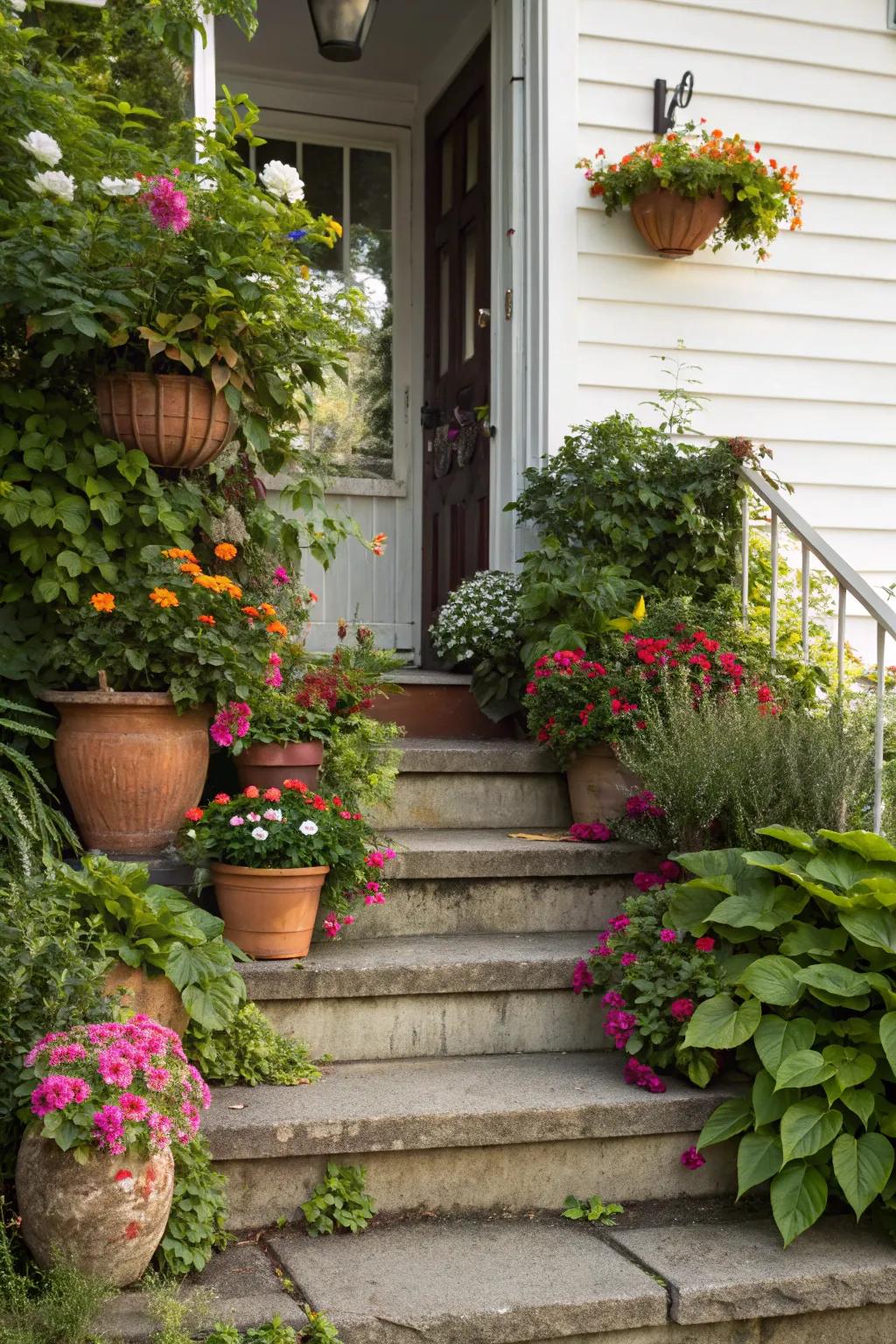 Add life to your home with plant-lined front steps.