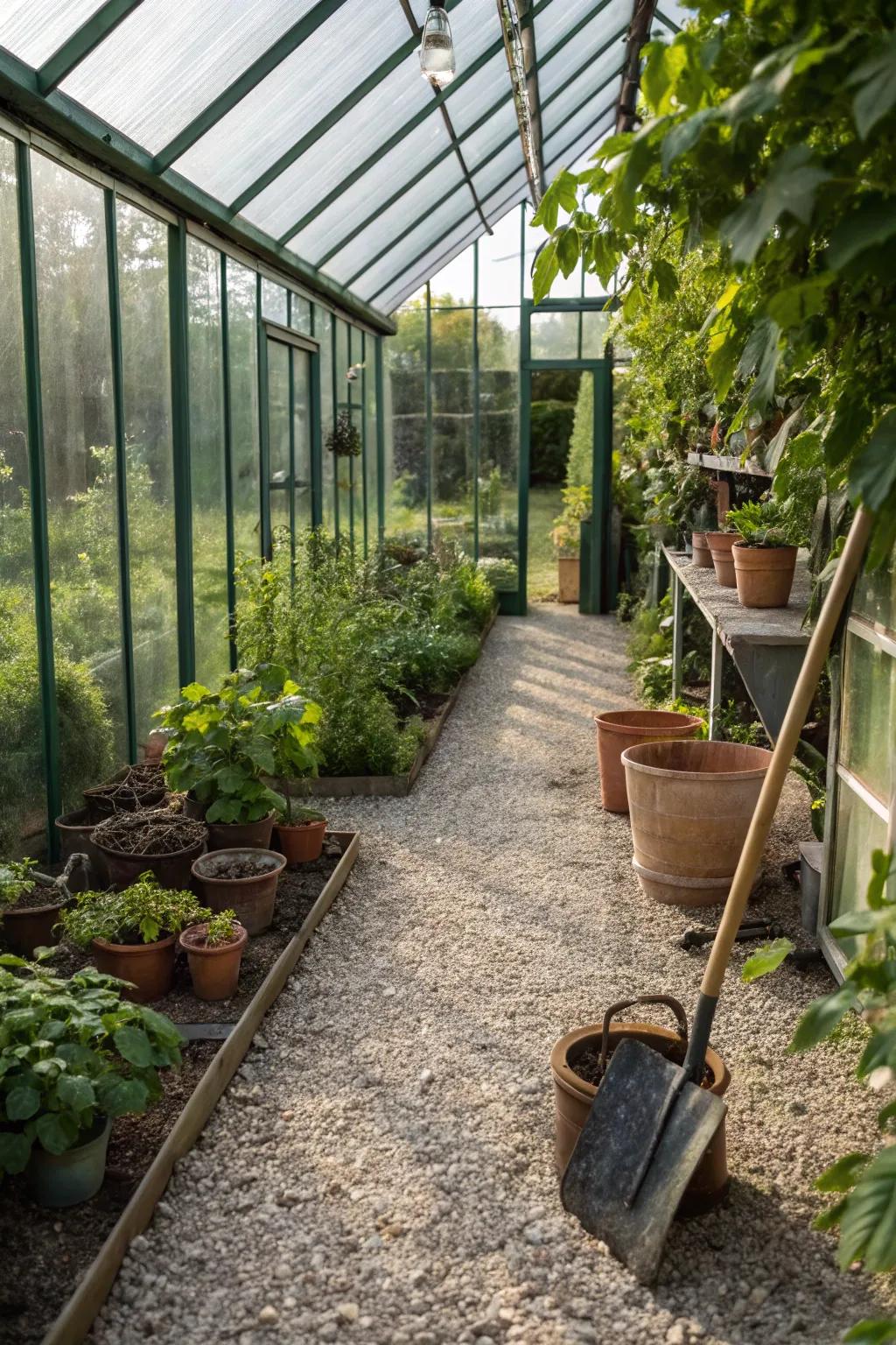 Gravel floors offer practicality and excellent drainage.