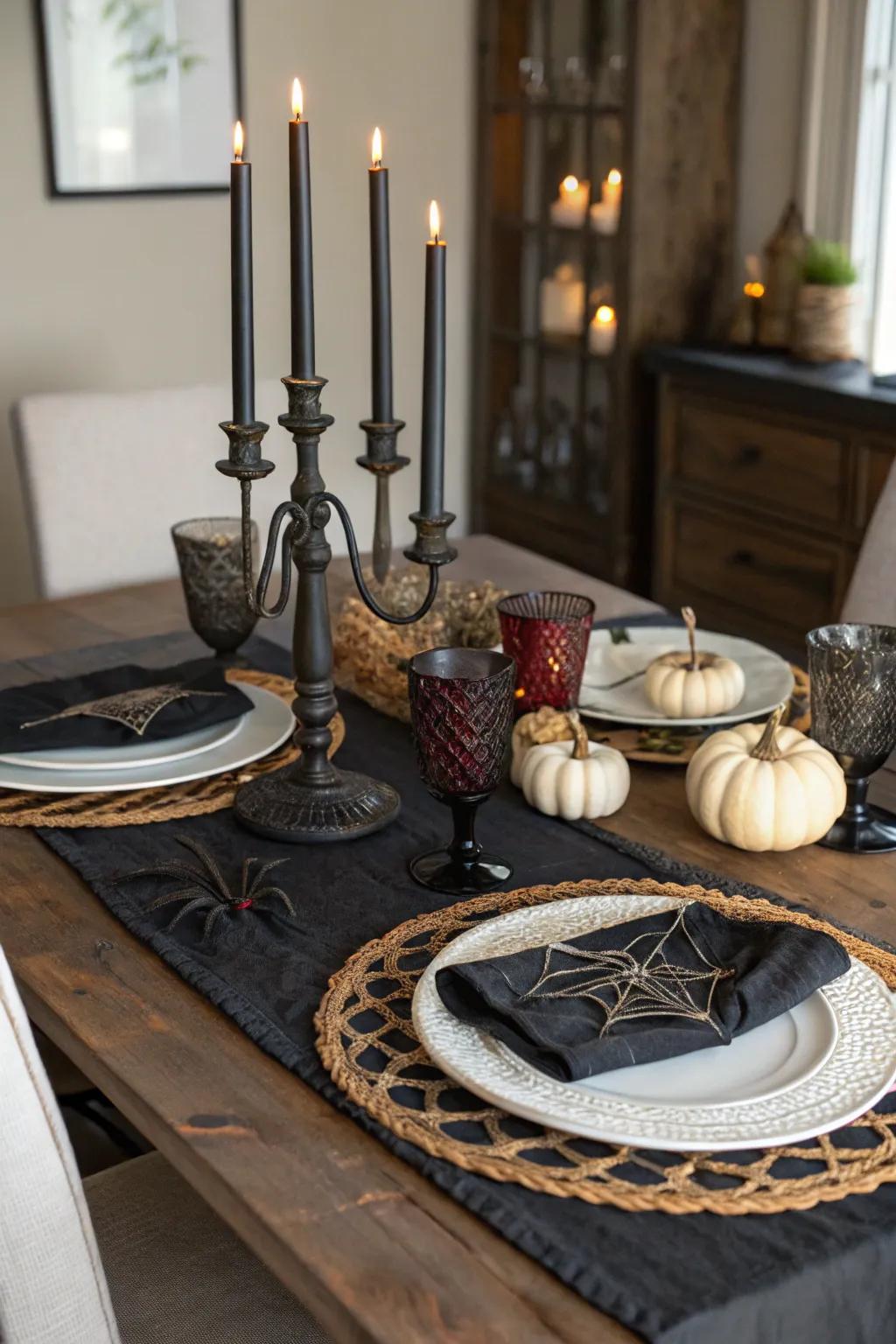 Candlelit elegance for a hauntingly beautiful table setting.