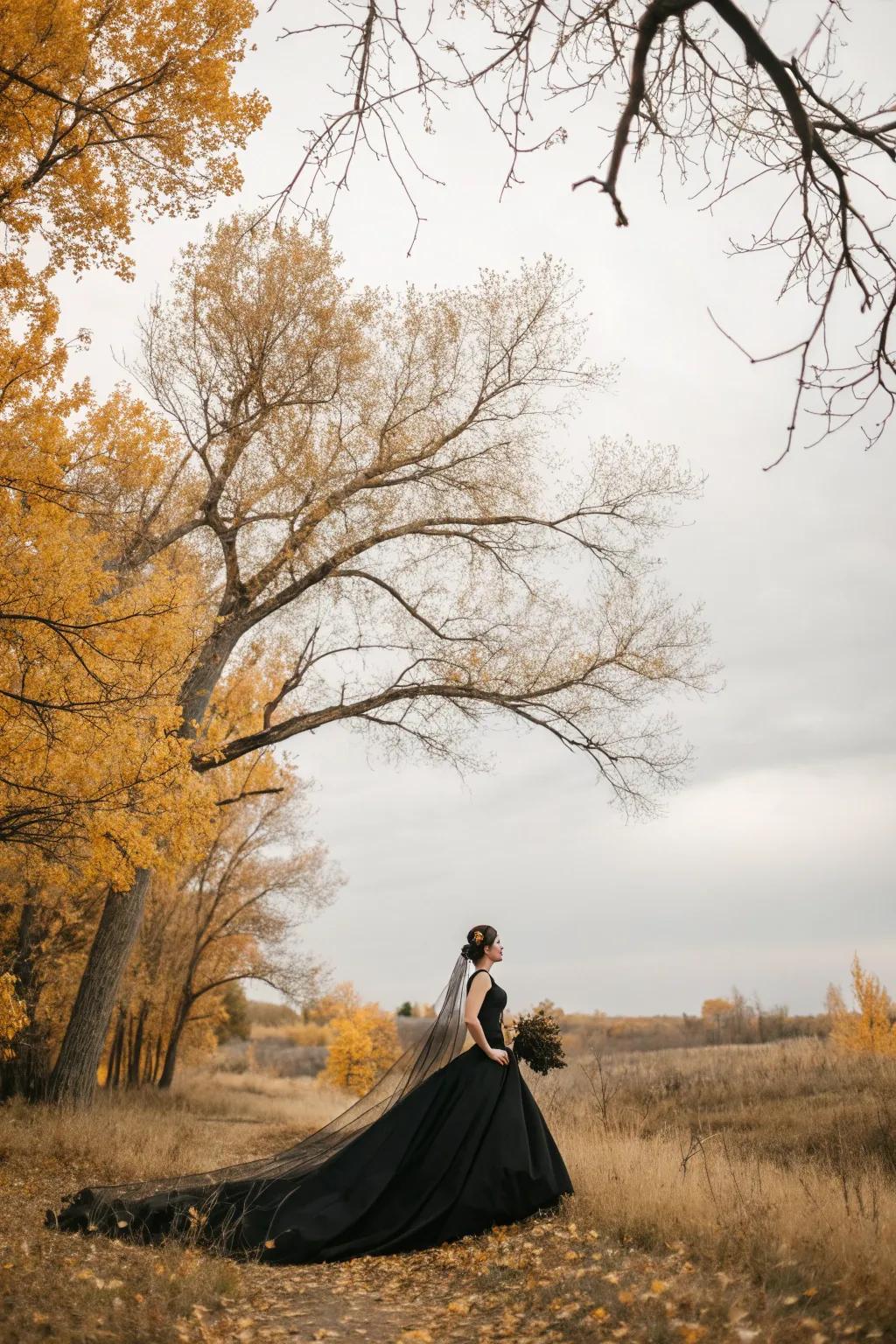 Embrace drama with a black wedding attire.