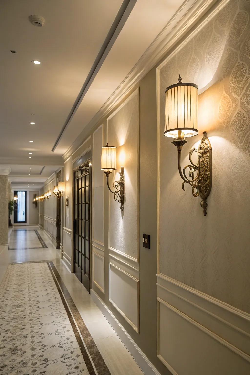 Wall sconces are perfect for hallways with low ceilings.