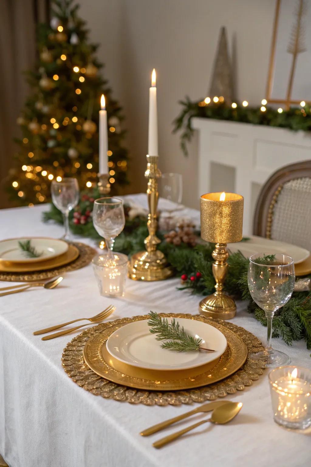 Metallic accents bring a touch of elegance to your holiday table.