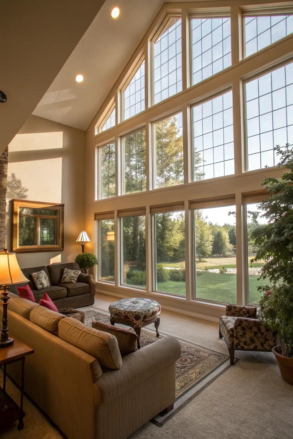 Invite natural light into your home with strategically placed large windows.