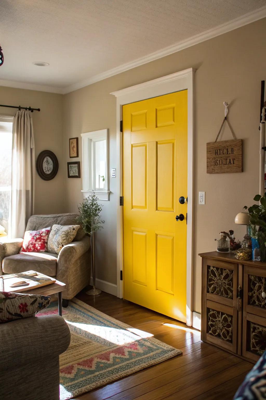 A sunny yellow door that lights up the room.