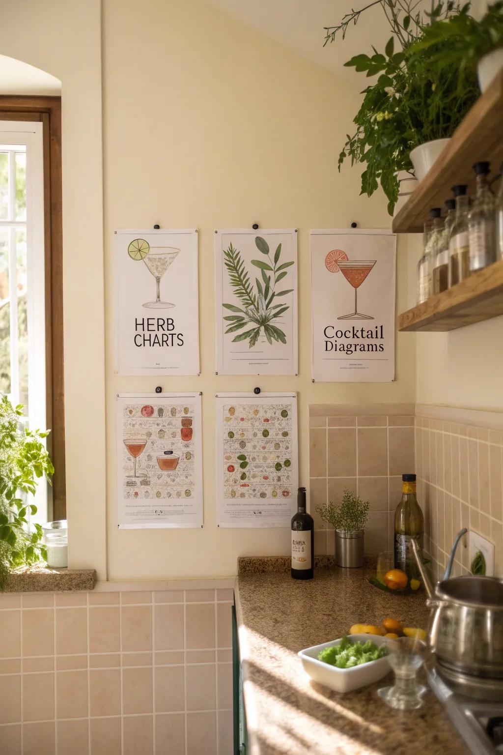 Informative kitchen posters offering both style and practical use.