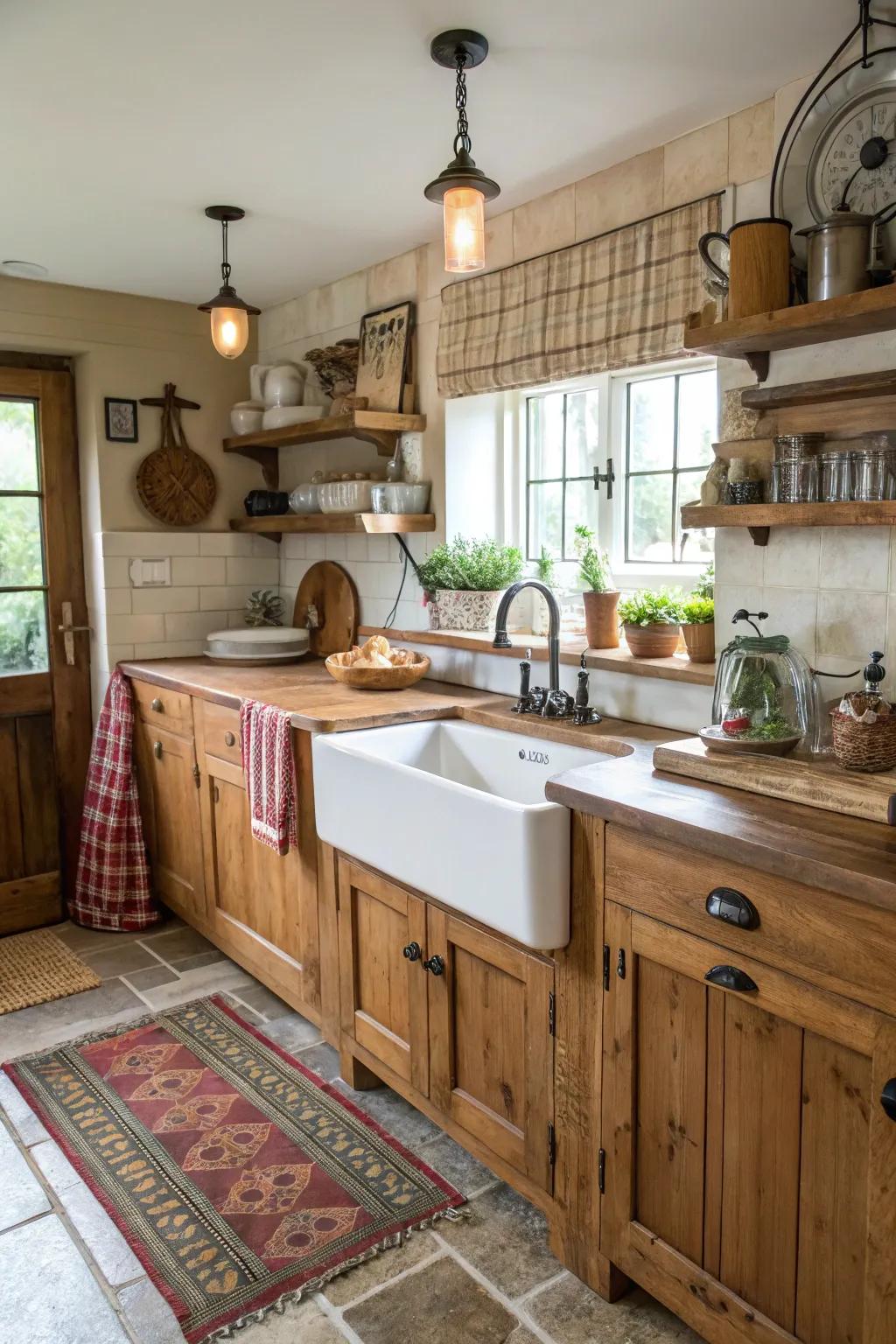 Wooden worktops bring warmth and character to kitchens.