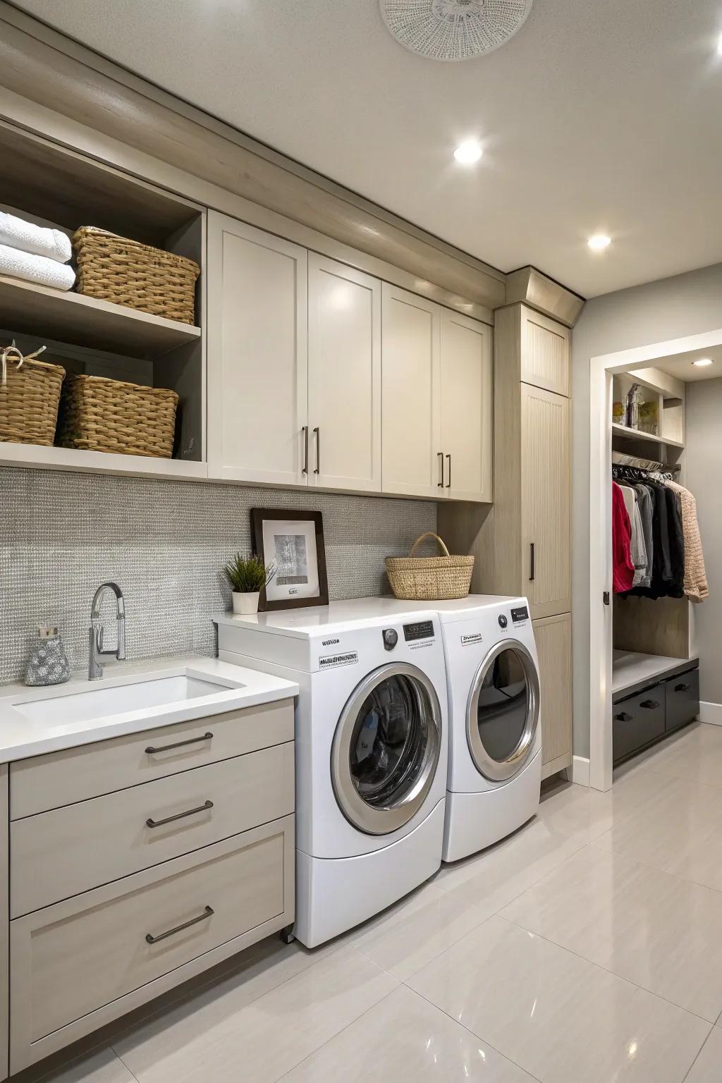 Stylish cabinetry adds elegance to your laundry space.