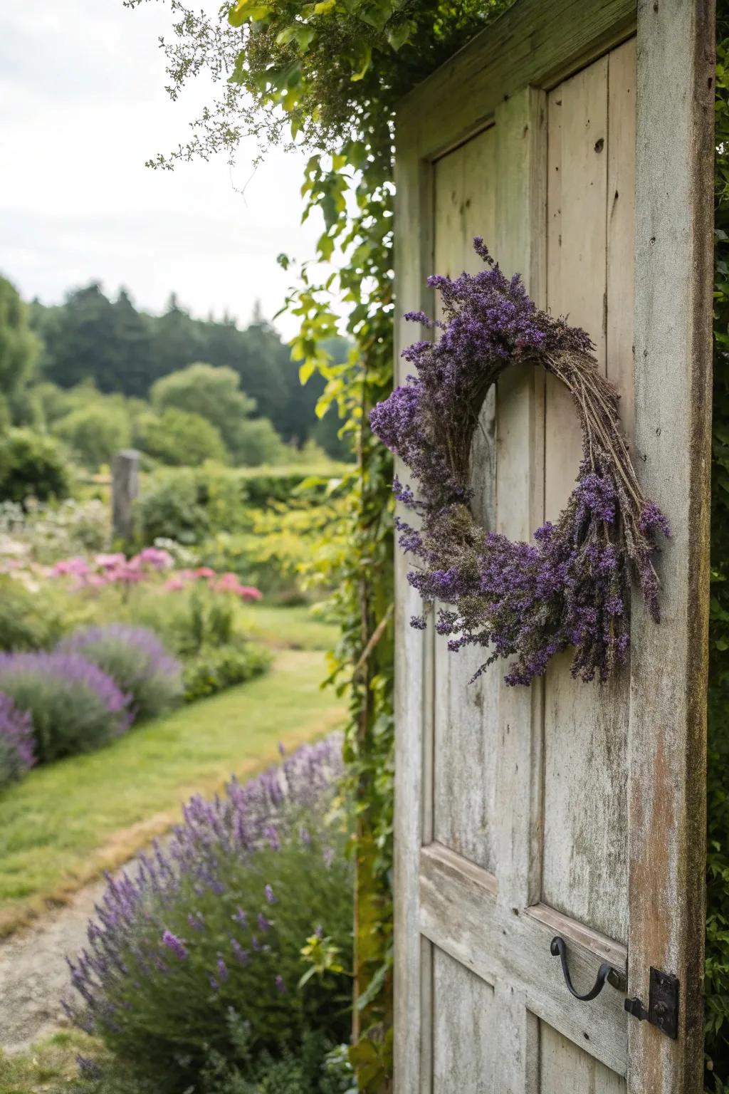 A charming lavender wreath for your entryway.