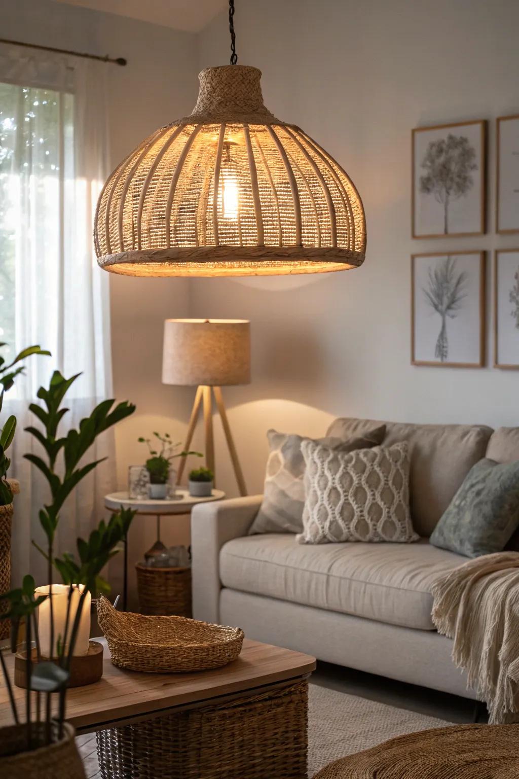 Wicker pendants infuse natural texture into your space.