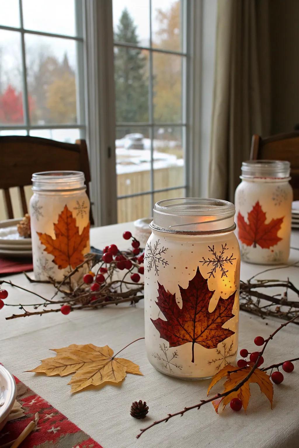 Seasonal painted mason jars bring color to your home.