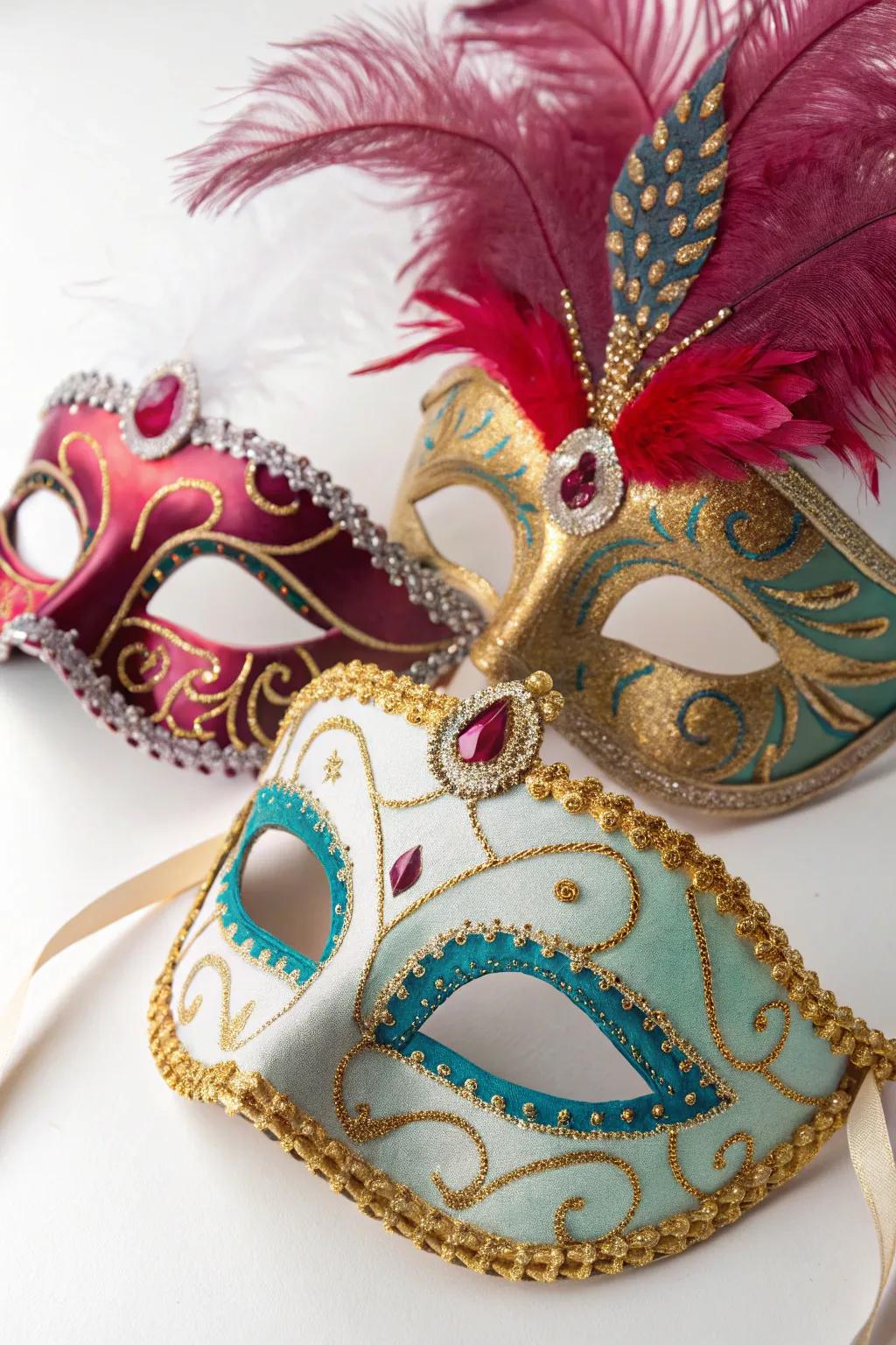 Intricate masquerade masks perfect for a quinceañera.