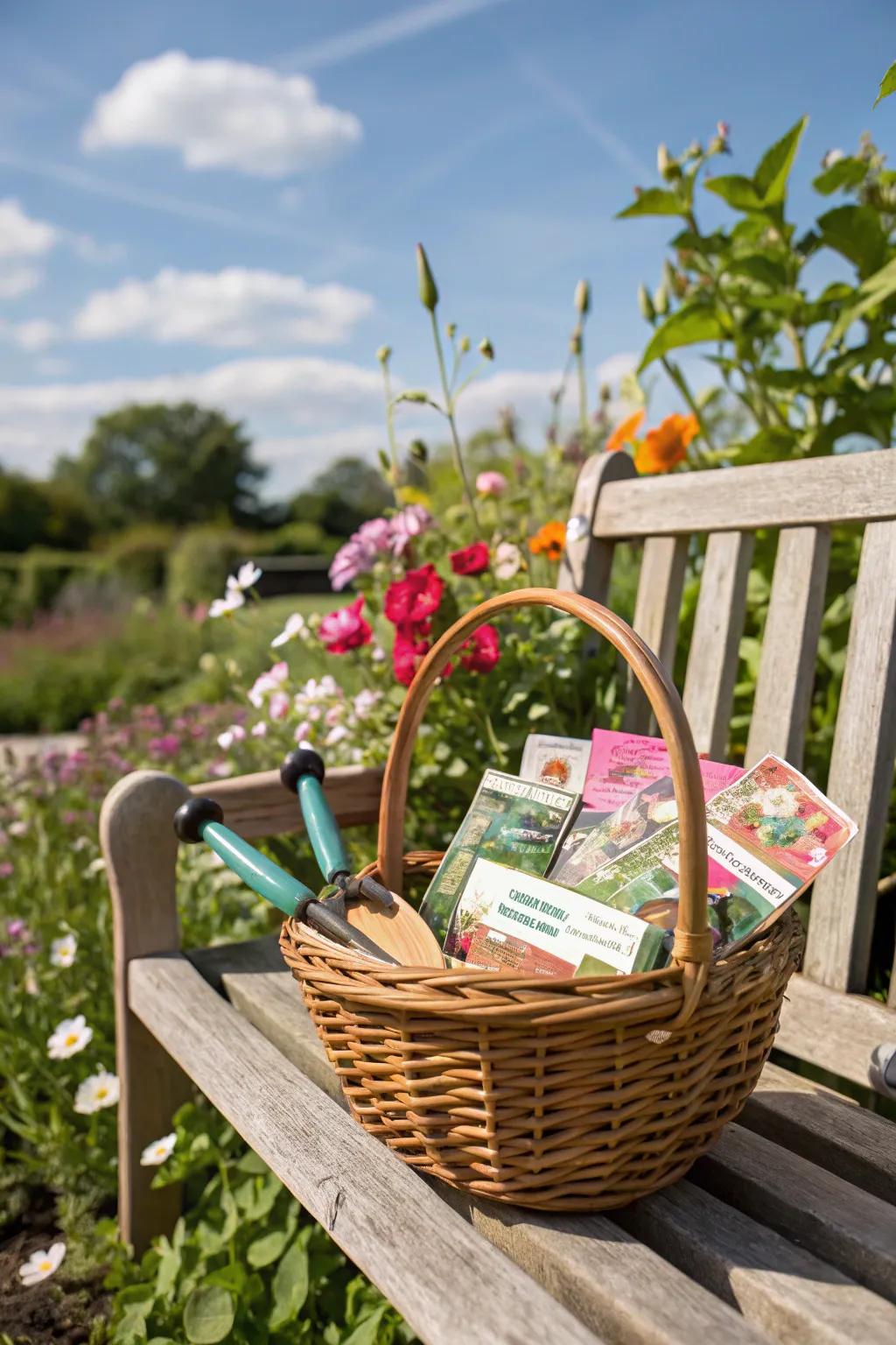 A garden starter kit in a charming May basket.