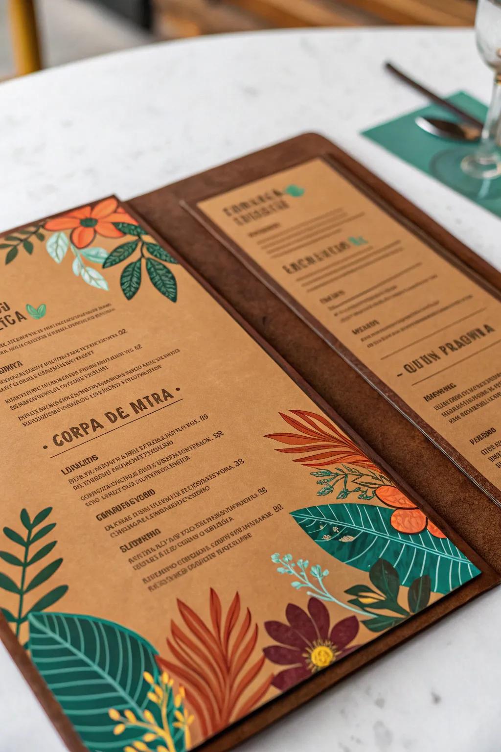 A harmonious blend of earthy and vibrant colors for eye-catching menus.