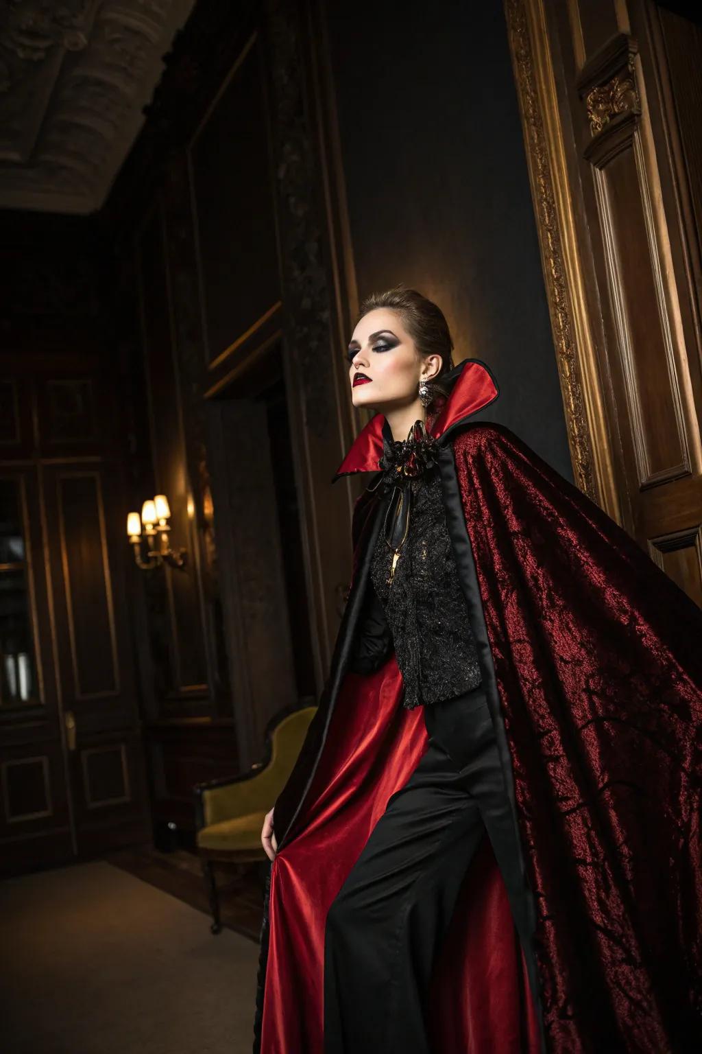 A couture vampire look with luxurious details.