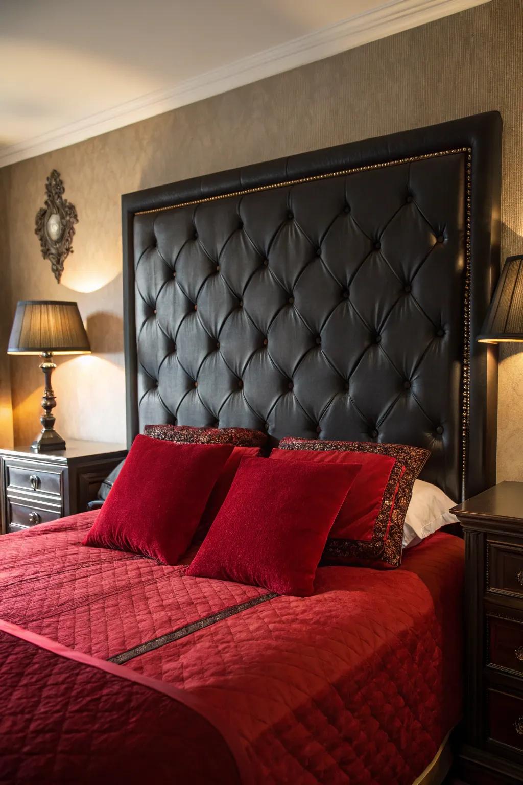 A tufted headboard adds elegance and sophistication.