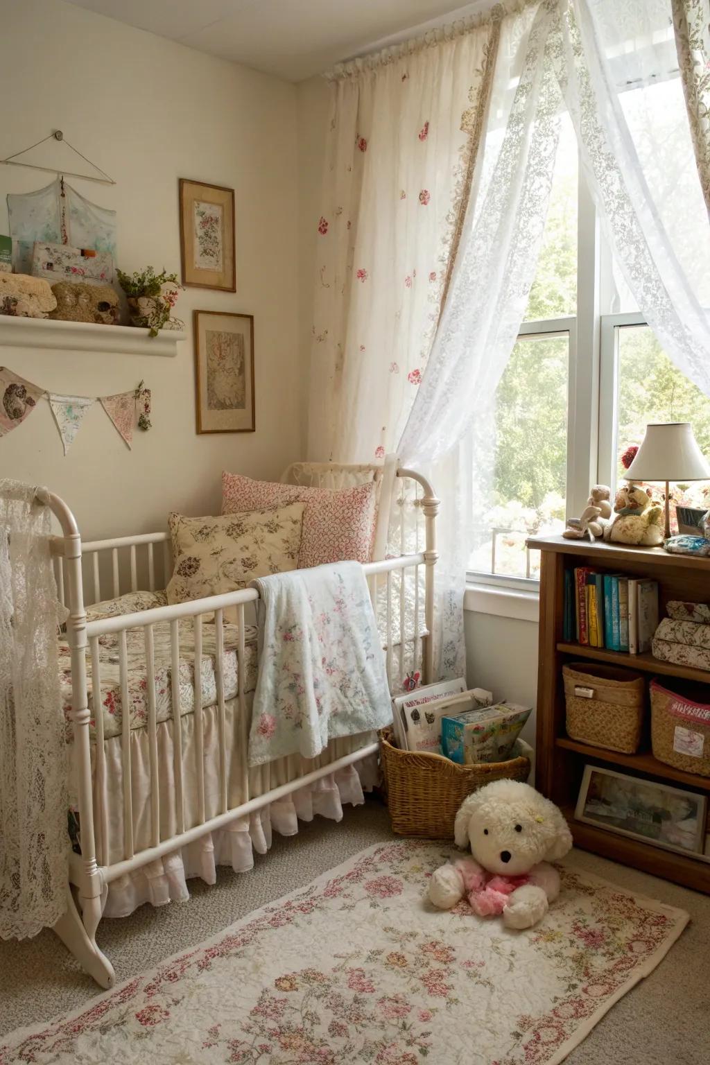 A nursery exuding vintage elegance with timeless pieces.