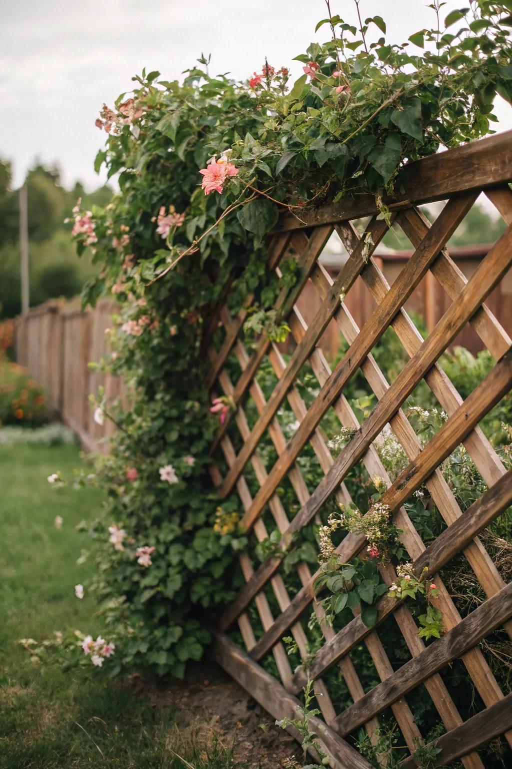 Lattice panels offer both beauty and functionality for garden spaces.