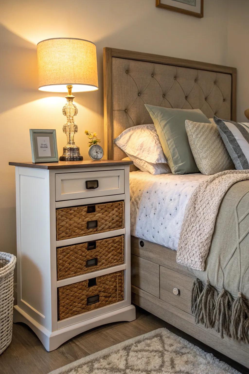 Keep your essentials organized with a spacious nightstand.