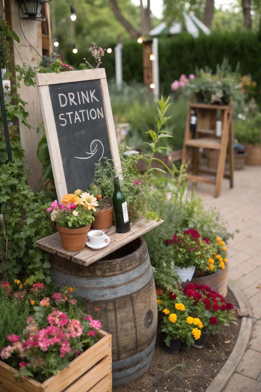 Chalkboard signs add a personalized touch to your drink station.