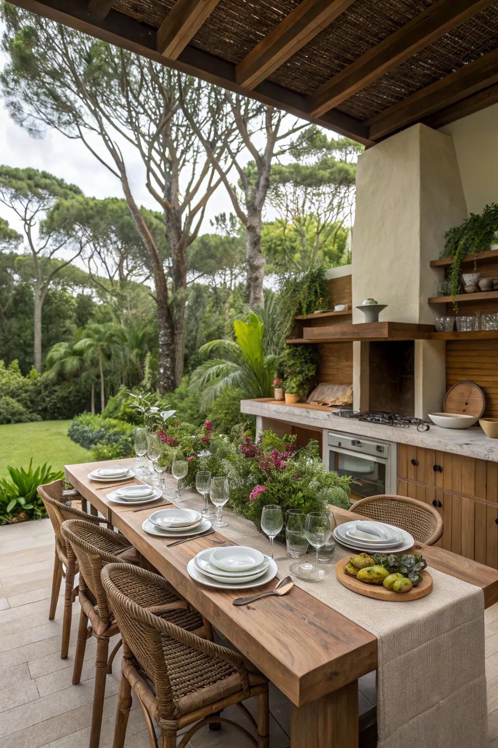 Create a seamless transition from cooking to dining outdoors.