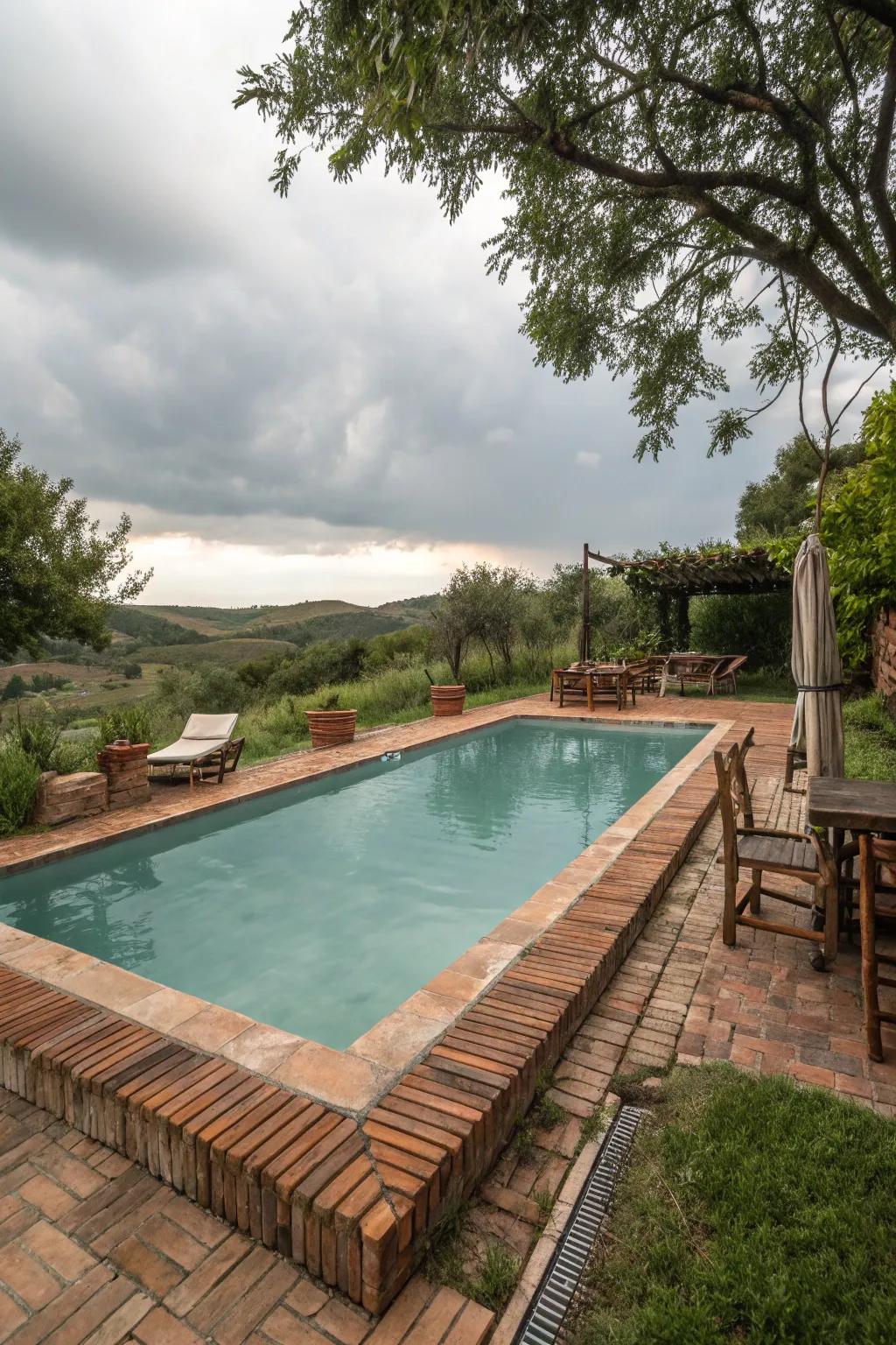 Brick coping adds a warm, rustic charm to your pool area.