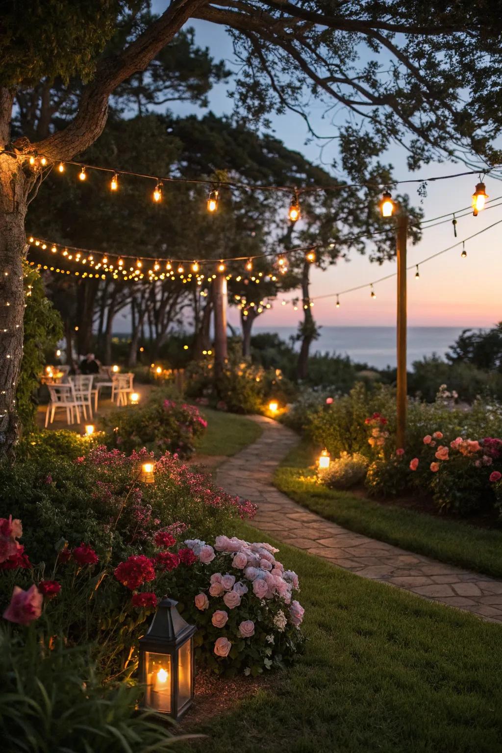 Transform your garden with enchanting evening lighting.