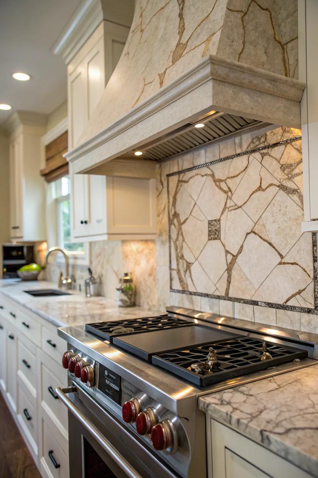 Natural stone backsplashes provide unmatched elegance and texture.