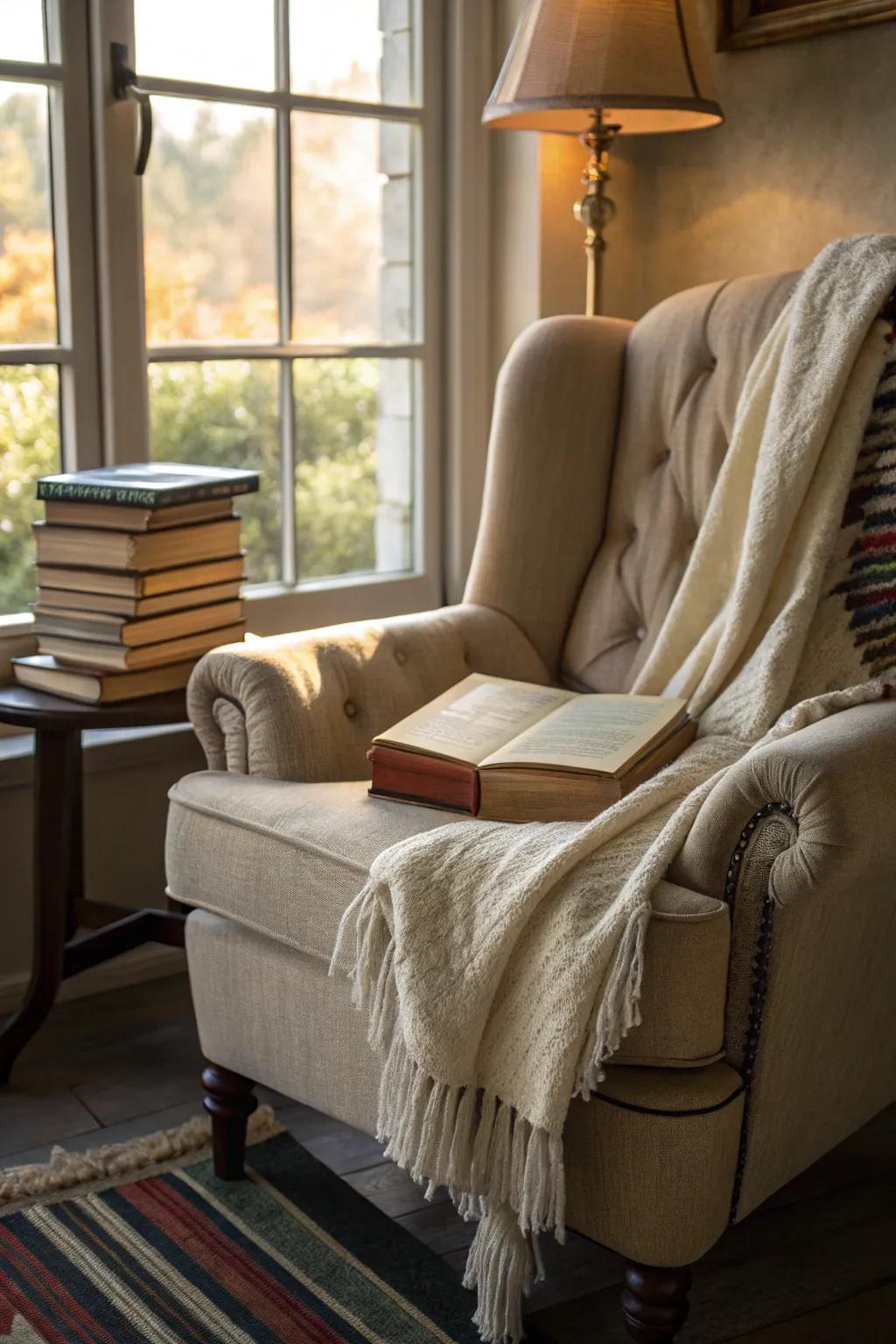 A cozy corner perfect for reading and relaxation.