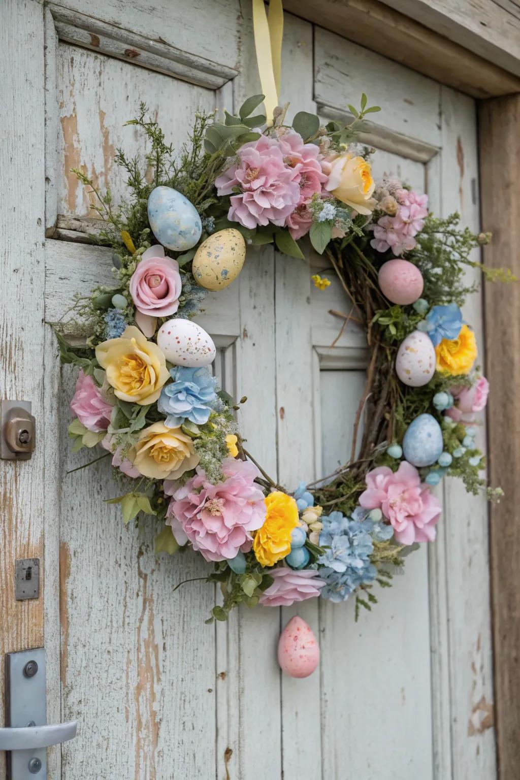 A whimsical Easter wreath to welcome guests.