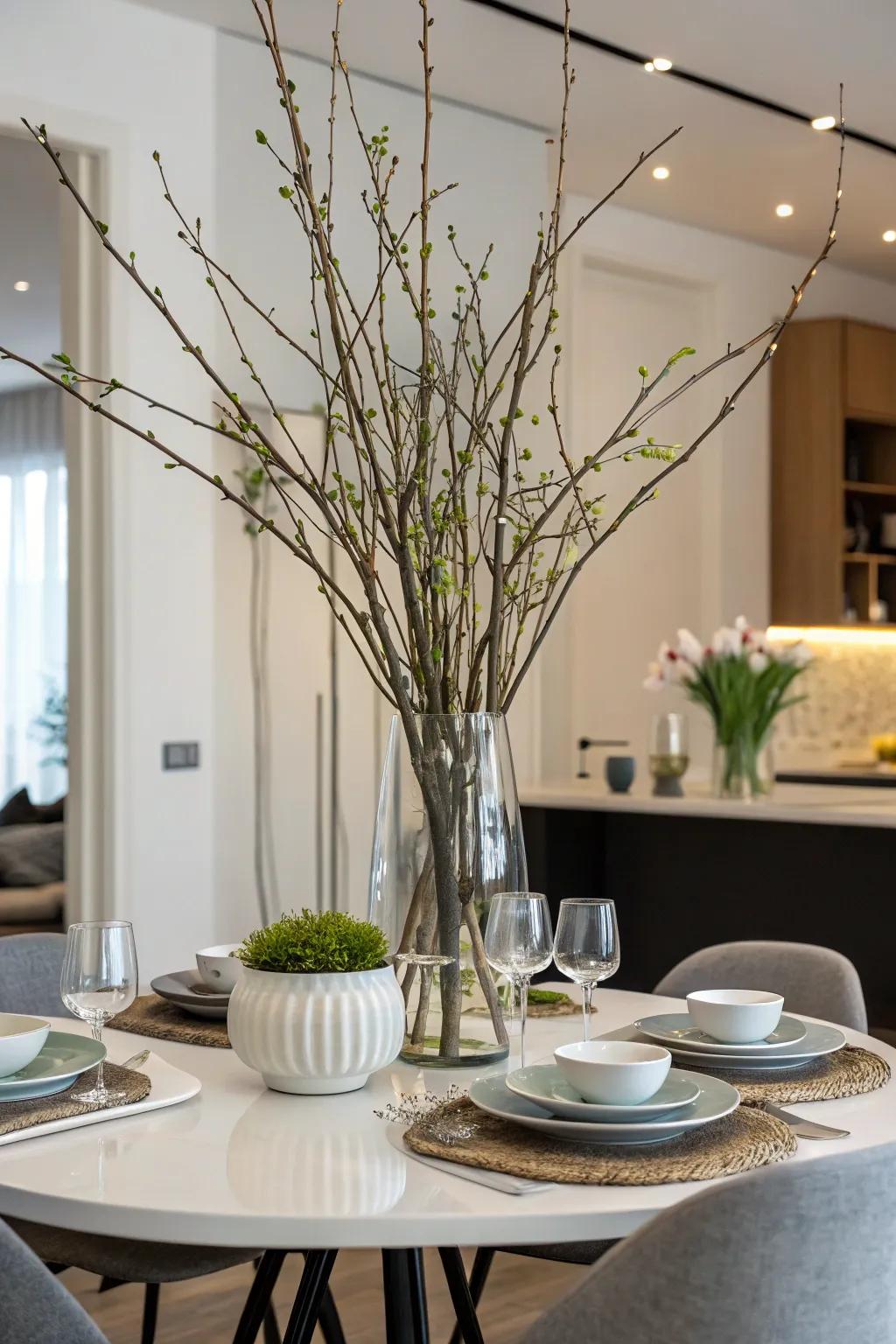 Tall branches as an elegant centerpiece.