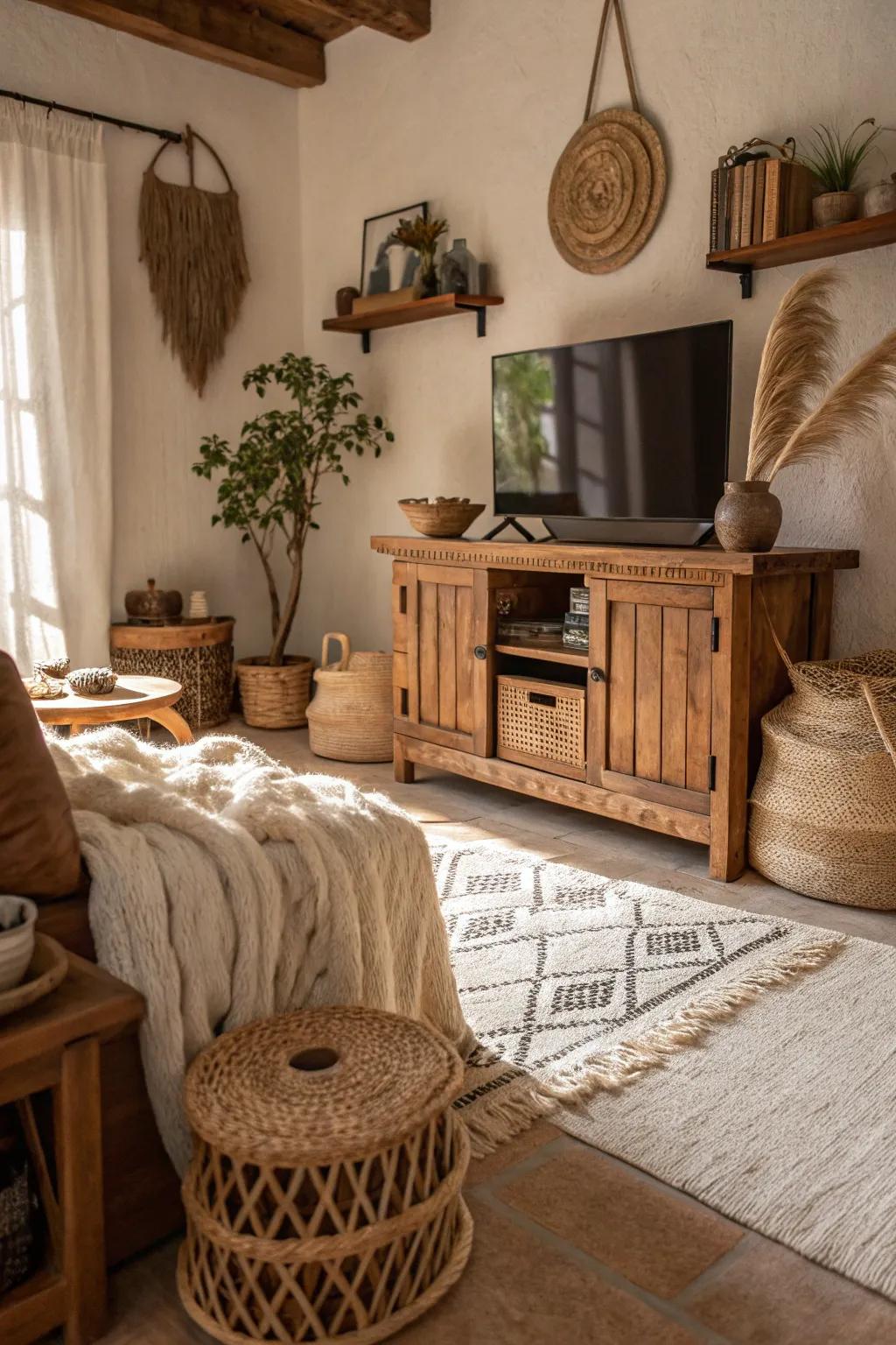 Rustic wooden cabinets bring warmth and charm to any space.