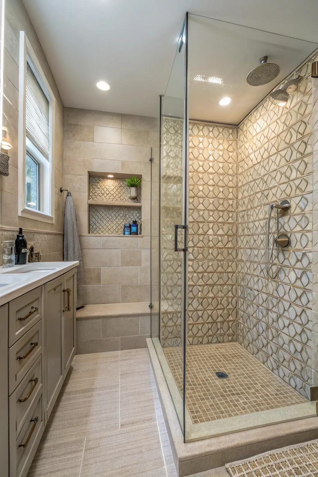 Textured tiles add depth and intrigue to your design.