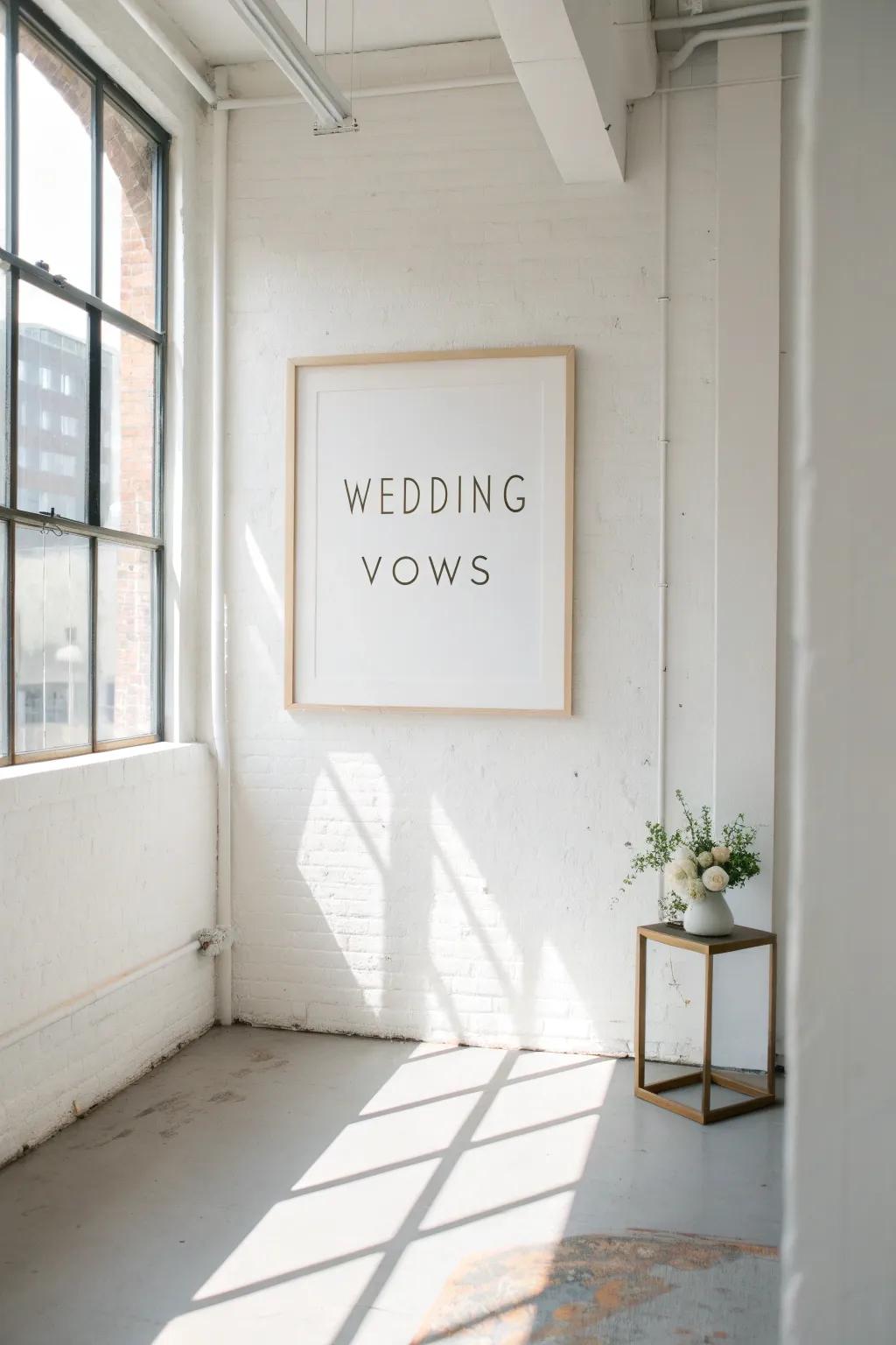 Minimalist typography art showcasing the beauty of vows.