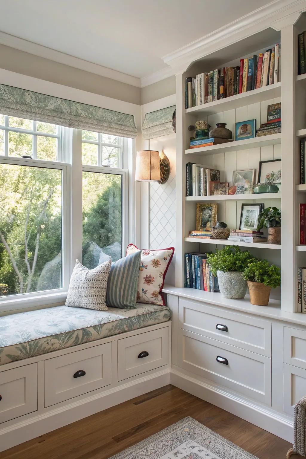 Storage beneath the seat keeps your window area organized and clutter-free.