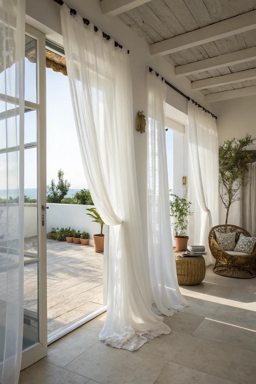 Embrace natural light with delicate sheer curtains.