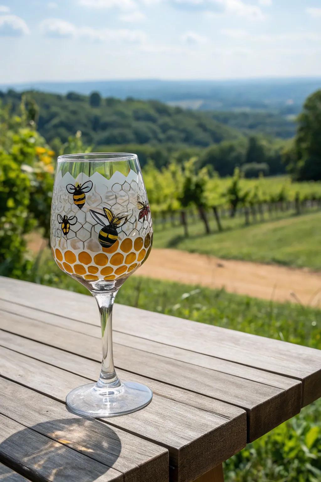 Bee and honeycomb motifs add a touch of nature to your glassware.