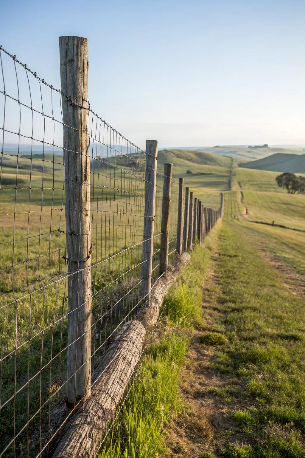 Wire mesh fencing is practical and blends into the landscape.