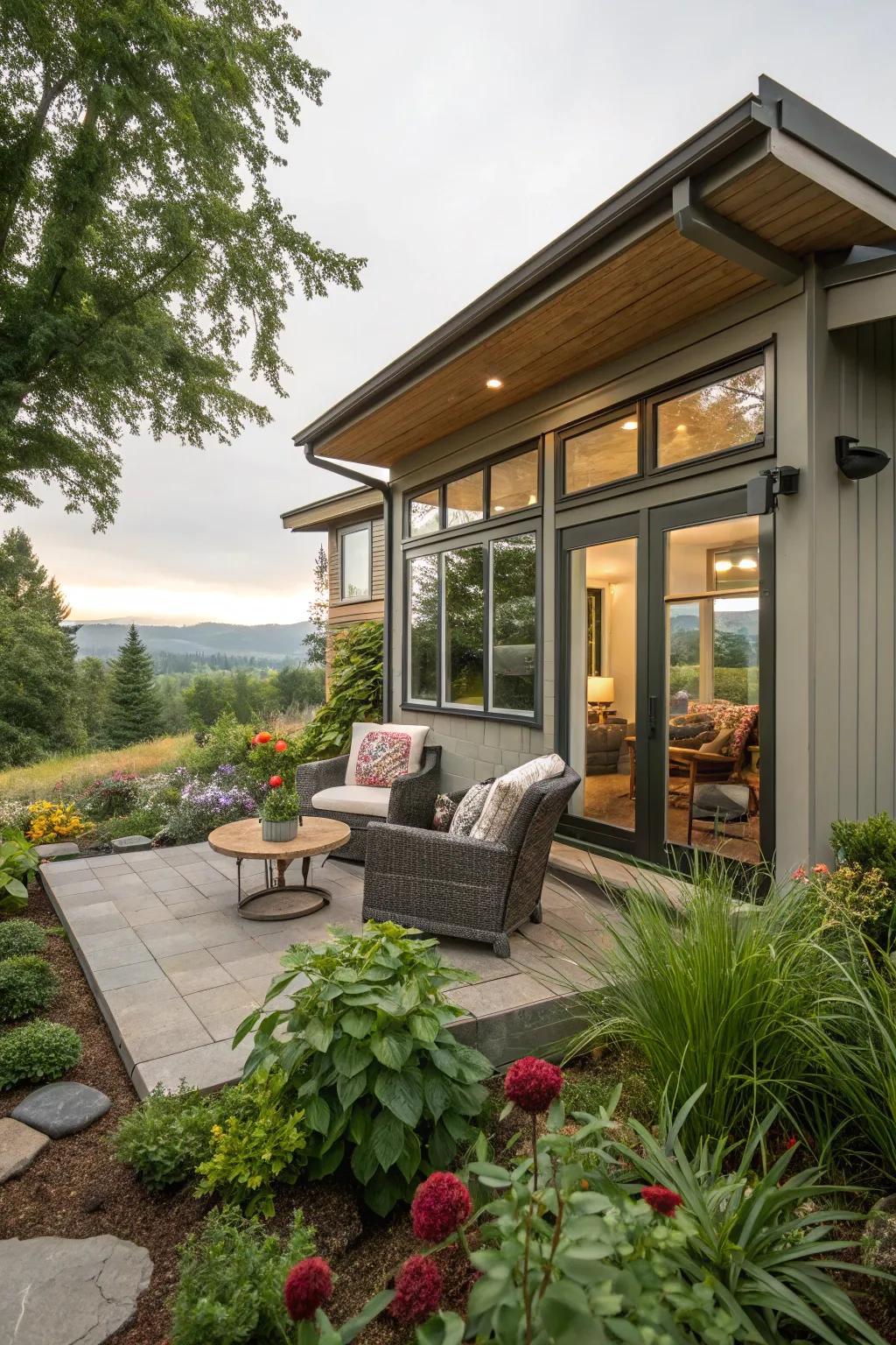 Extend your living area outdoors with a cozy patio or deck.