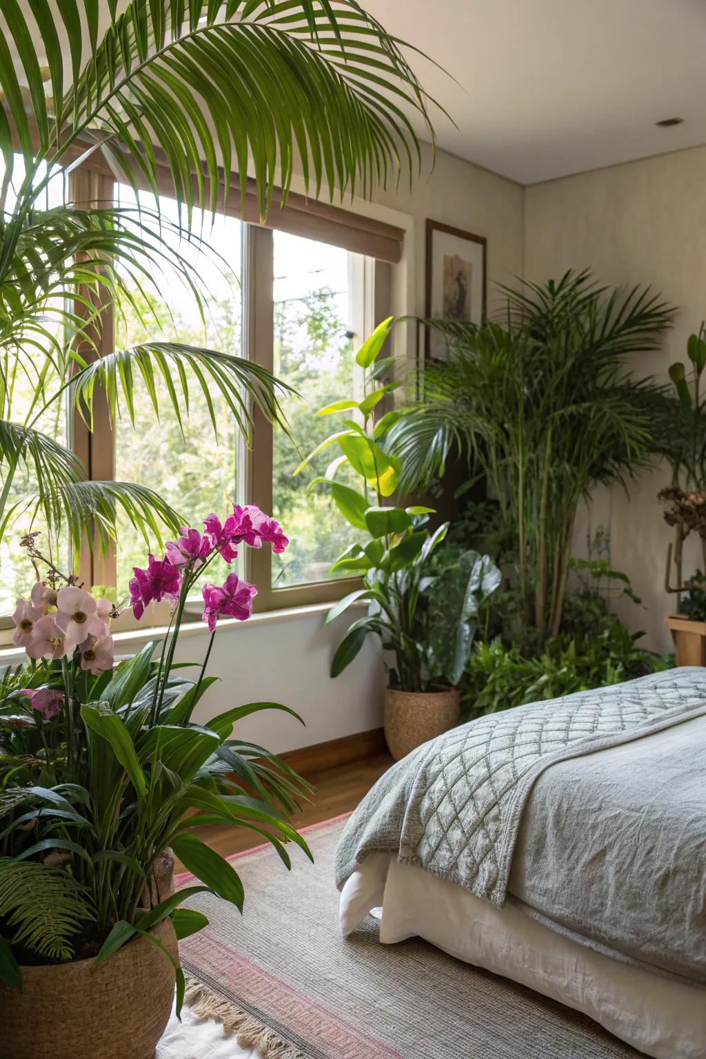 Tropical plants bring vibrancy and freshness.