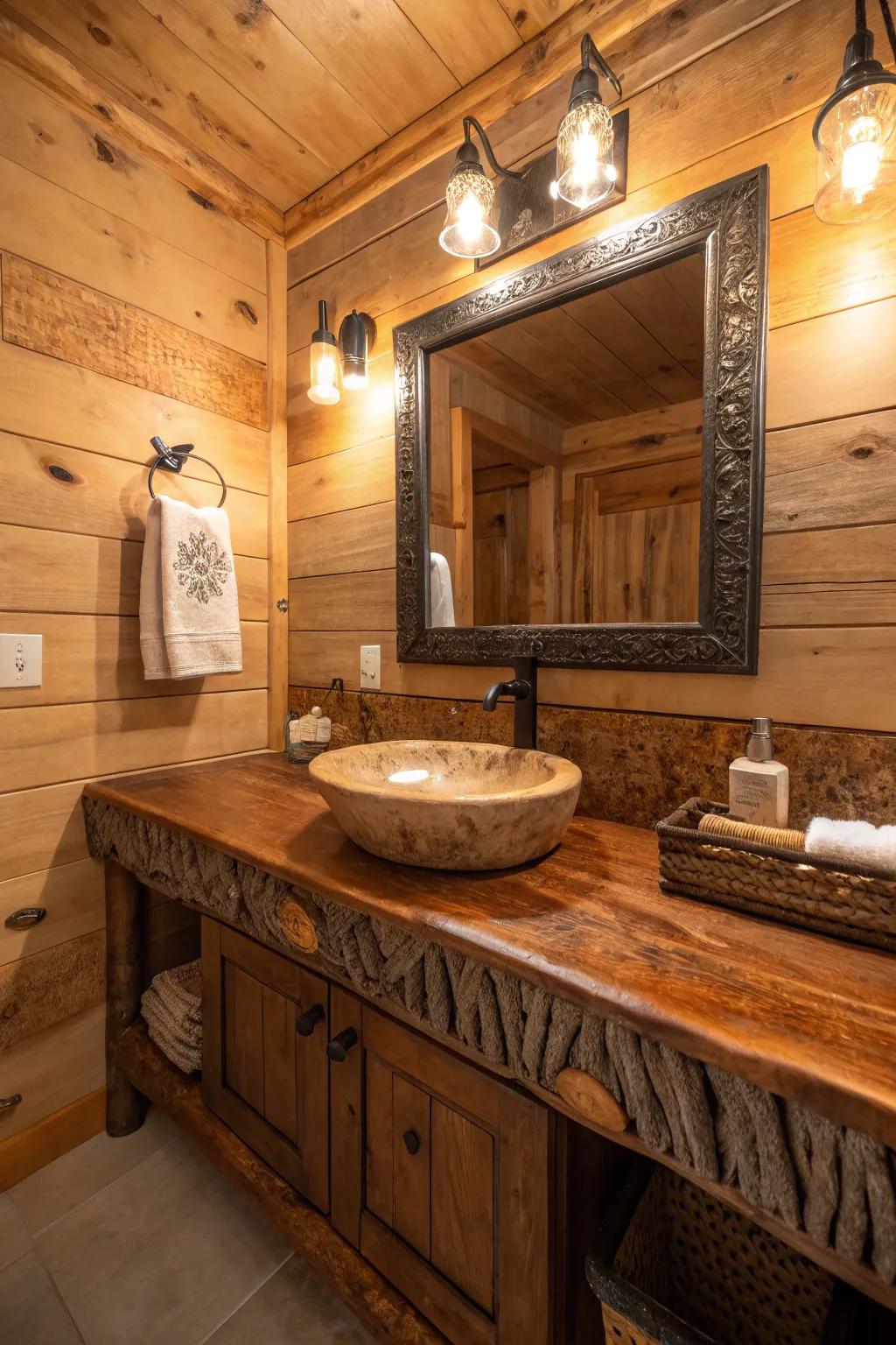 Wood countertops bring warmth and charm to your bathroom.