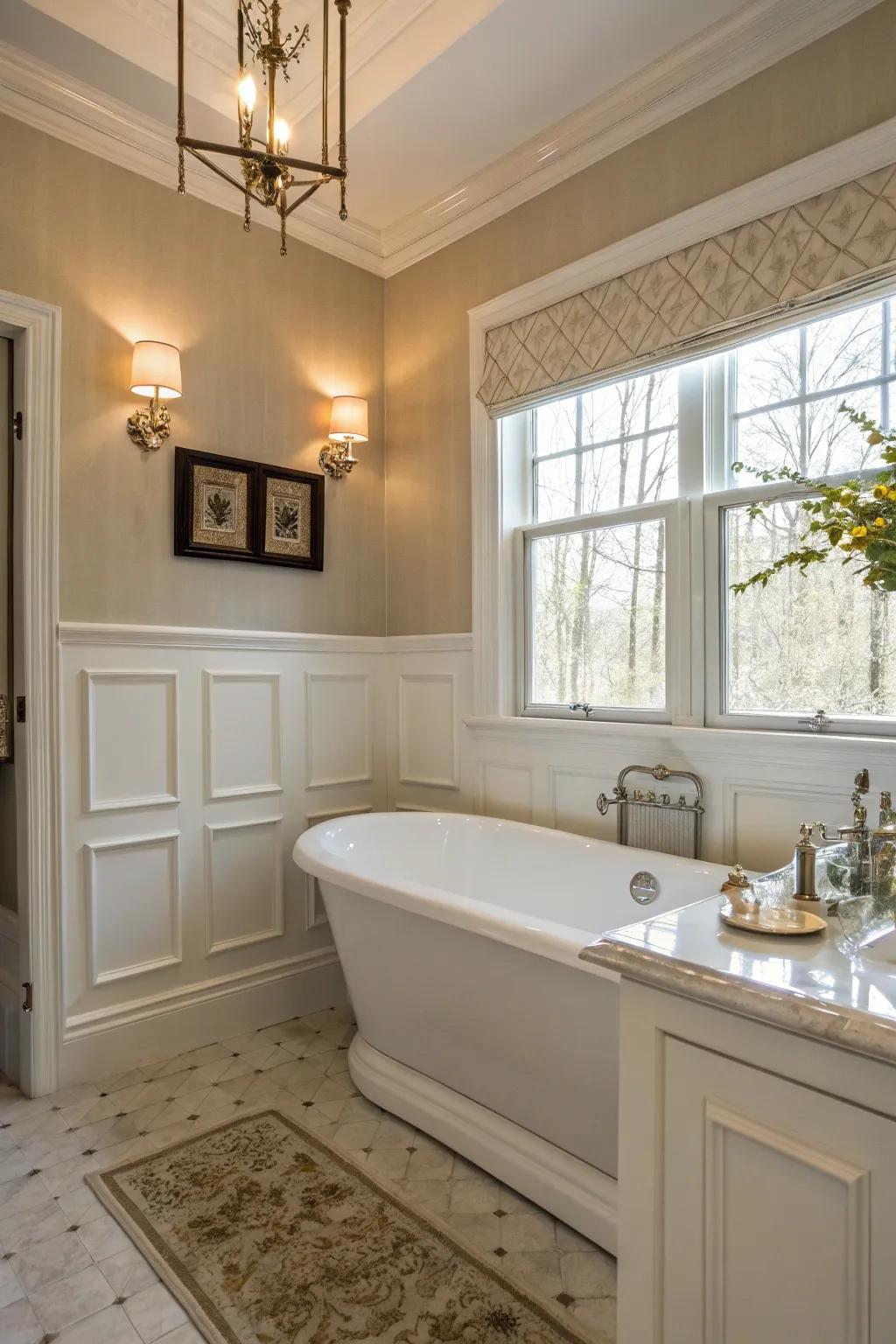 Add timeless elegance with paneled finishes surrounding your bathtub.