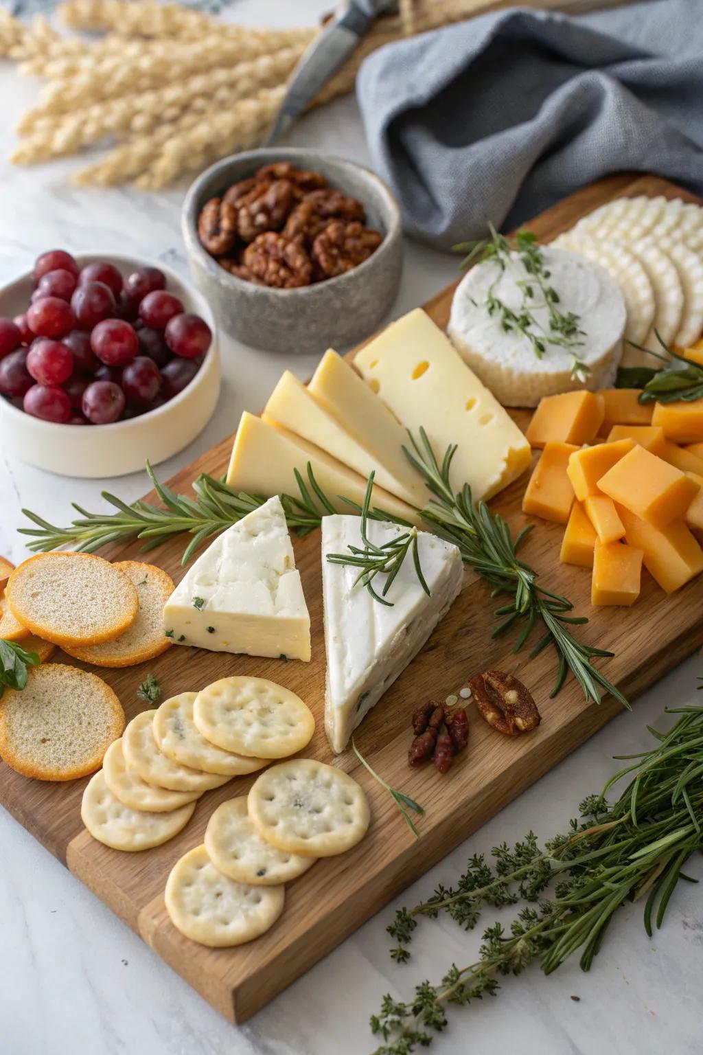 Cheese varieties bring richness and depth to the board