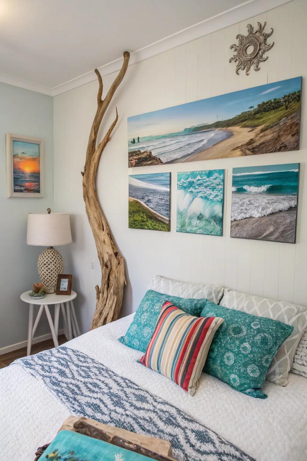 Beach-inspired artwork brings the essence of the ocean indoors.