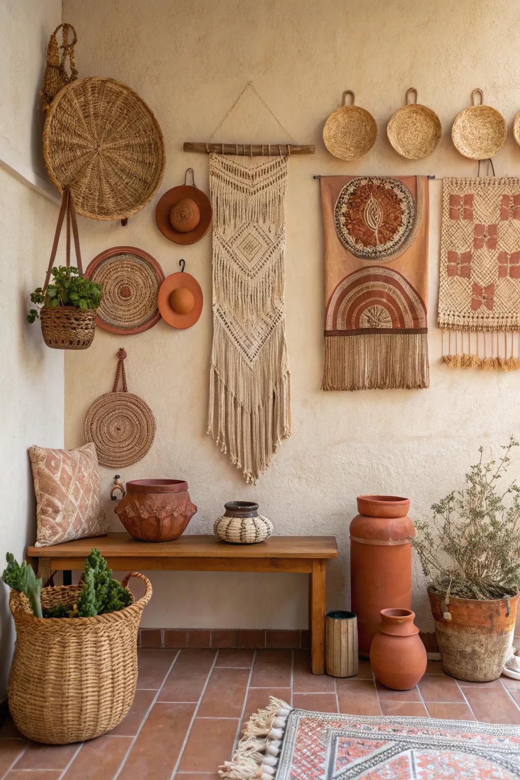 Warm and earthy tones set the stage for bohemian decor.