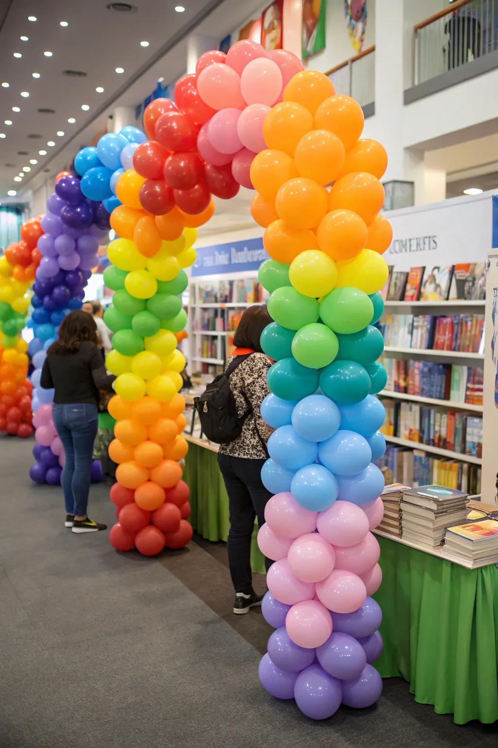 Festive balloon bouquets bring joy to the book fair.