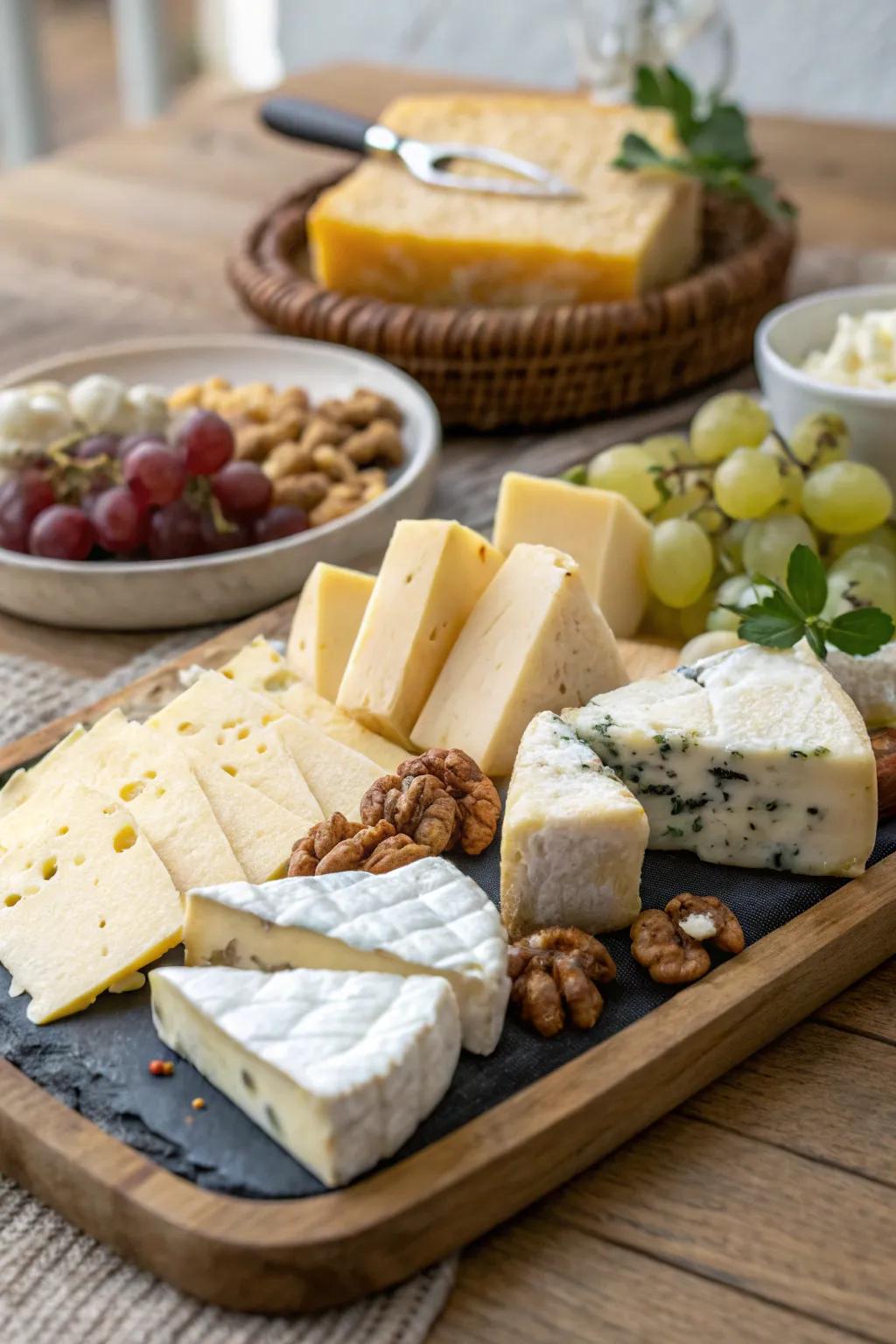 A delightful variety of cheeses to complement the brisket.