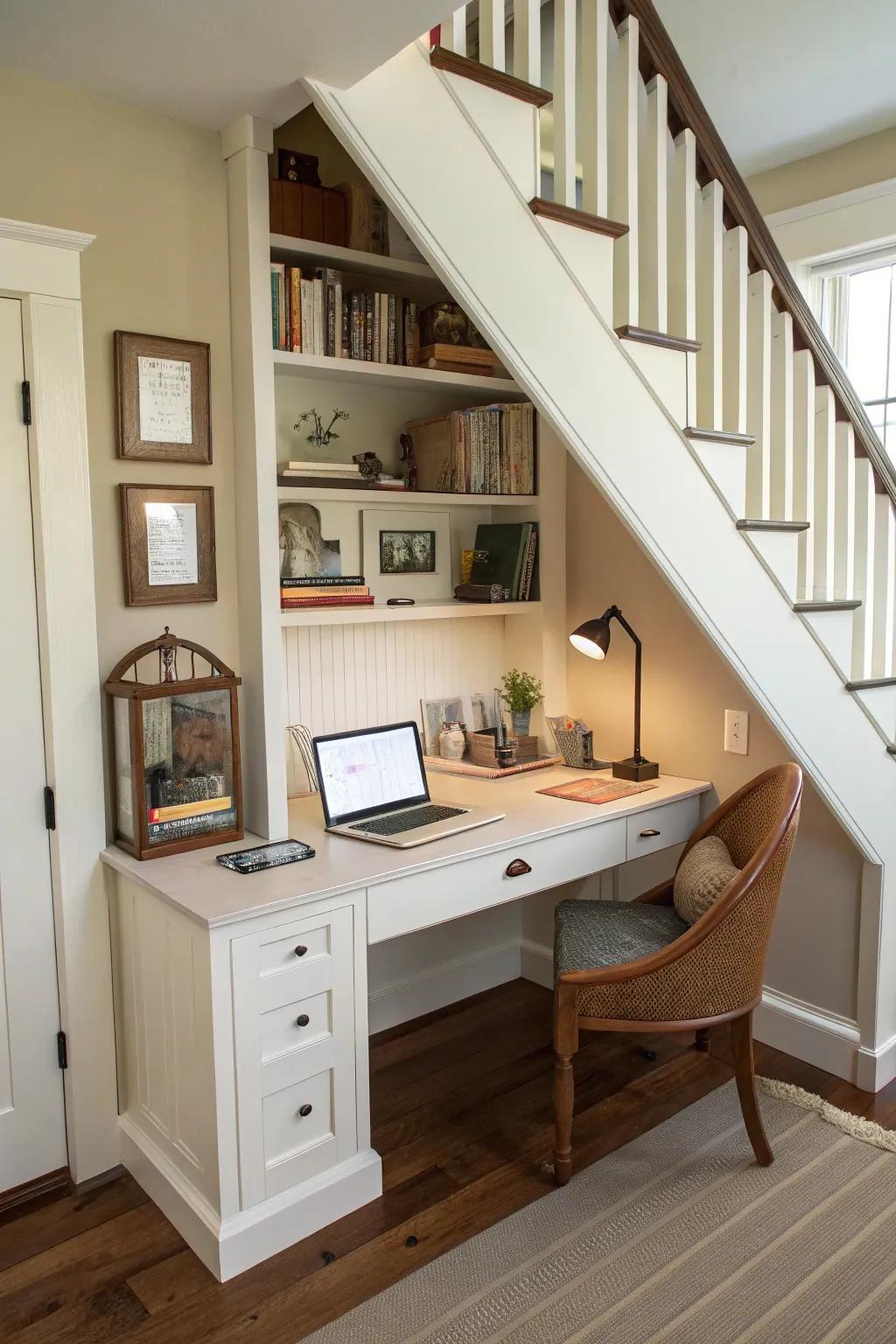 Turn a stair bulkhead into a productive workspace.